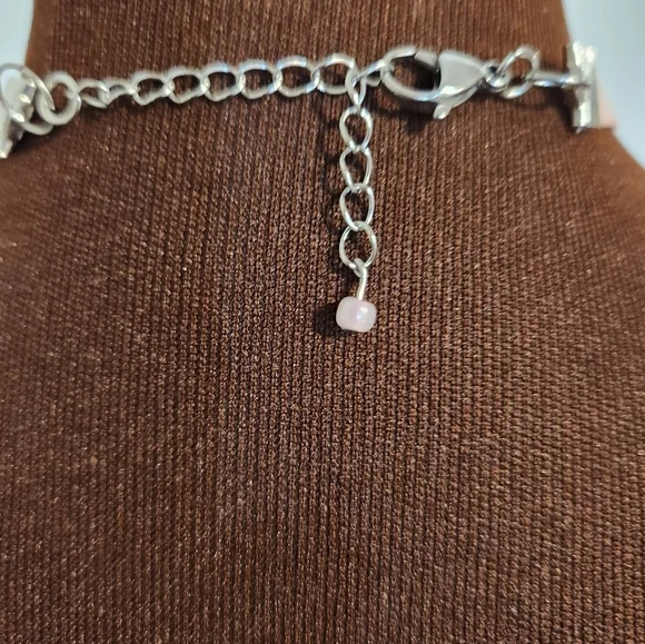 Hand Crafted Flower Choker Necklace Floral Choker Dark Pink Light Pink - Picture 4 of 9